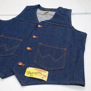 Vintage 70s Wrangler Cowboy No Fault Blue Denim Vest size Large (#2)